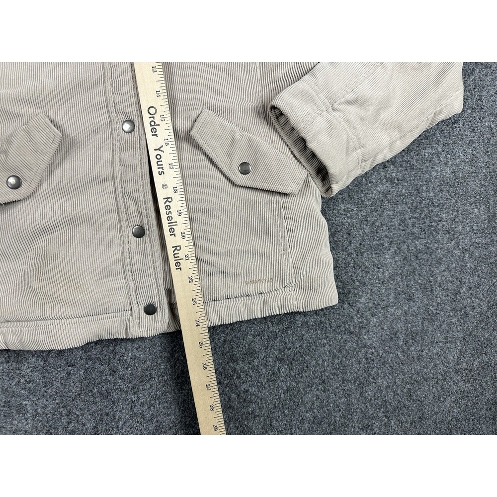 Vtg Patagonia Corduroy Lined Jacket Small Removable Hoodie Beige Grey Snap Down - Picture 3 of 10